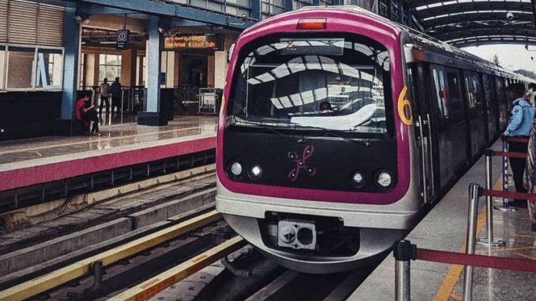 a woman who fell on the Namma Metro track while talking on a mobile phone